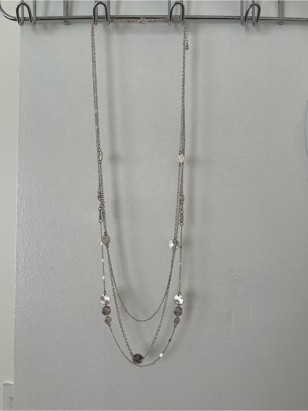 Layered Silver Disc Necklace - Elegant Women's Jewelry